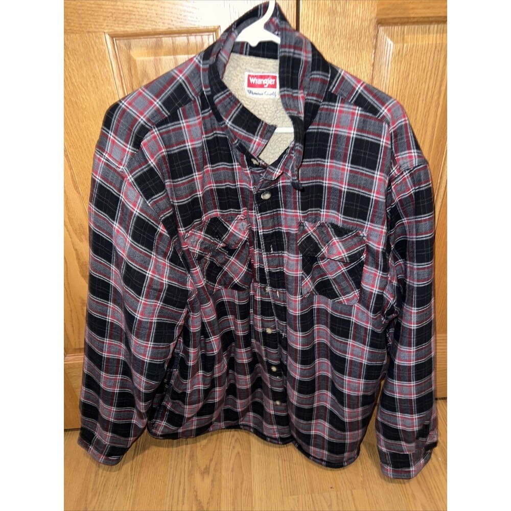 Wrangler Mens 2XL Plaid Shacket Sherpa Lined Flannel Insulated Shirt Work Coat